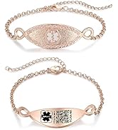 Theluckytag Upgraded Medical Bracelets Men Women with QR Code Medical Alert ID Bracelets - Titani...