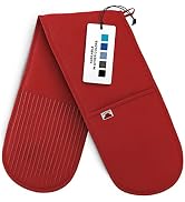 Big Red House Double Oven Mitt, Heat Resistant Kitchen Pot Holder, Silicone Protection for Hot Di...