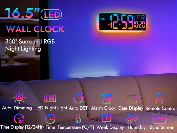 Large Digital Wall Clock