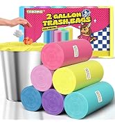 T.FORING Mini Trash Bags 2 Gallon - 150 Count Small Garbage Bags Unscented,7.5 Liter Colored Plas...