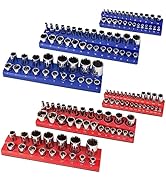 Reniteco Magnetic Socket Organizer Kit - 6pcs Red SAE & Blue Metric Sockets - 1/2in, 3/8in, 1/4in...