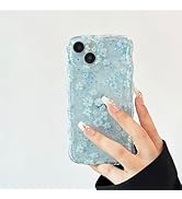 RALEAVO for iPhone 15 Case Cute Floral Pattern Design,Clear Curly Wave Frame Cover for Women,Soft...