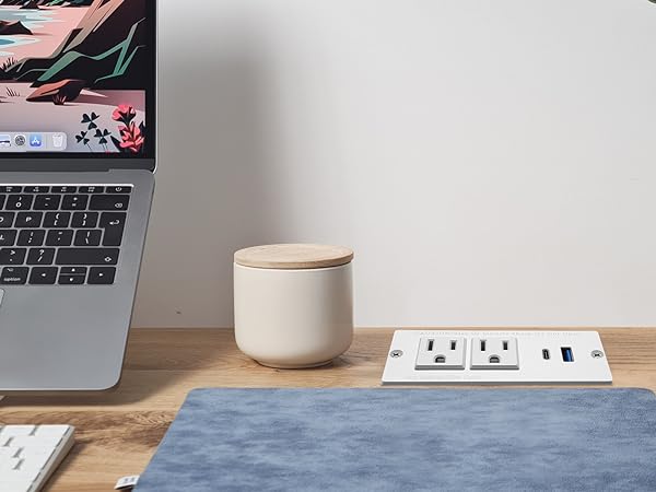 Desk Recessed Power Strip with USB C
