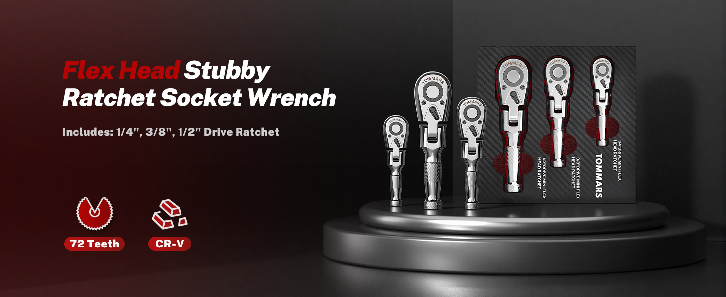 stubby flex head ratchet socket wrench