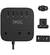 European Travel Plug Adapter, FOVAL EU UK US Power Strip with USB C and 4 USB Ports, 3 AC Outlets...