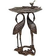 Oakland Living 5608-AB Antique Bronze Cranes &amp; Lily Aluminum Birdbath