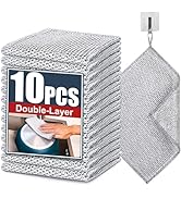 Navona 10 Pcs New Upgrade Steel Wire Dishcloth,Double-Layer Steel Wire Cleaning Cloth,Powerful Cl...