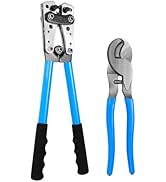 HKS Battery Cable Crimping Tool for AWG 10-1 Copper Ring Lug with Cable Cutter, Heavy Duty Crimpe...
