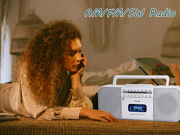 AM FM SW Radio Stereo cassette player white