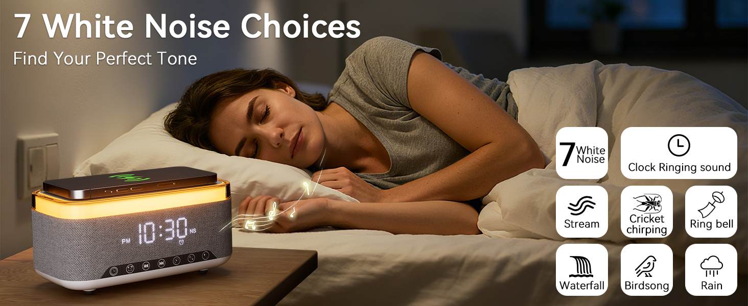 Wireless Charging Alarm Clock Speaker