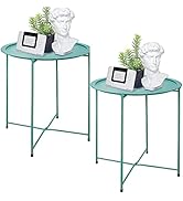 Garden 4 you End Table Set of 2, Outdoor Side Table, Small Patio Table Metal Side Table, Round Fo...