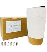 Mora Double Wall Ceramic Coffee Travel Mug with Lid, 14 oz, Portable, Microwave, Dishwasher Safe,...