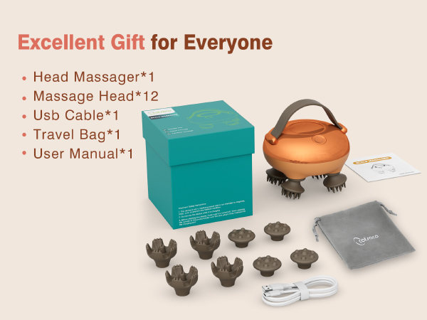 cotsoco Electric Cordless Head Scalp Massager for Stress Relax, Deep Clean and Hair Growth, Gift