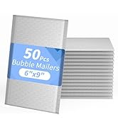 Bubble Mailers, 6"x9" Waterproof Padded Envelopes - 50Pack Self Seal Bubble Envelopes, Shipping E...