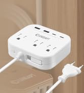 UK European Plug Adapter, Unidapt US to Europe Power Strip for EU/UK/US with Built in USB C Cord ...