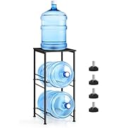 Water Bottle Holder 5 Gallon Water Jug Holder with Storage Shelf, 2 Tier Black Water Bottle Rack ...