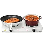 2000W Electric Double Hot Plate Portable Countertop Burner Dual Counter Stove Kitchen Cooktop wit...