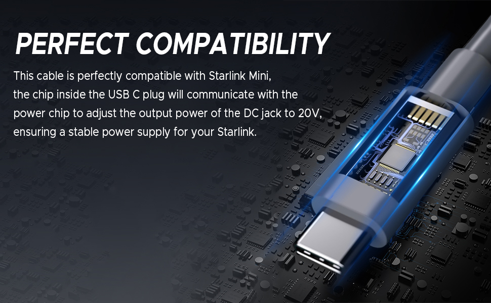 Starlink Mini USB-C to DC Power Cable,