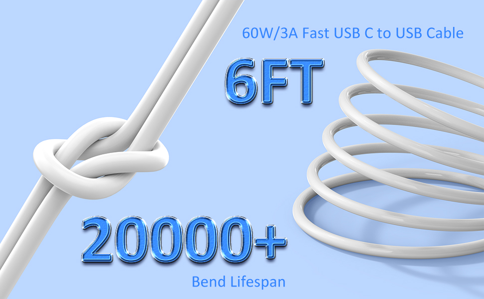 60W/3A Fast USB C to UsB Cable