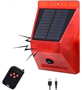 HULPPRE Solar Outdoor Motion Sensor Alarm 129db Loud Siren Lamp Noise Maker 4 Working Modes Strob...