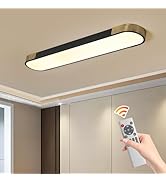 Qcyuui Kitchen Lighting Fixtures Ceiling,39.4 Inch Dimmable Modern Led Ceiling Light,Black and Go...