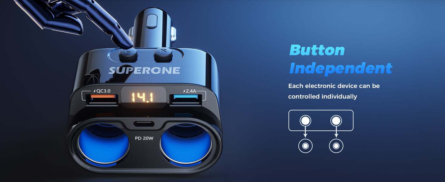 200W Cigarette Lighter Splitter