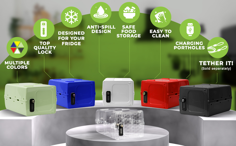Different color variation &amp;amp;amp; features of fridge lock box.