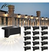 JACKYLED Solar Deck Lights 16 Pack Solar Fence Light Solar Powered Outdoor Step Light IP65 Waterp...