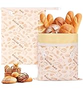 Homelove 2 Pack Beeswax Bread Bags for Sourdough Homemade Bread - Reusable Organic Linen Bag Cott...
