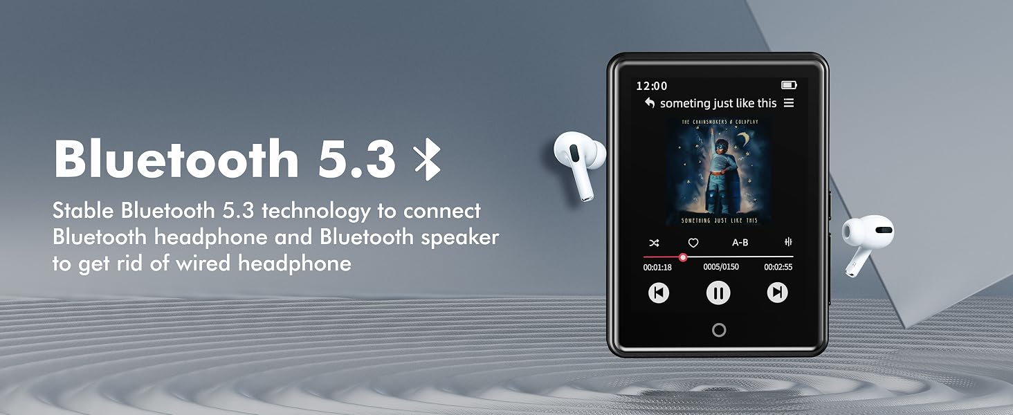 64GB MP3 Player with Bluetooth 5.3,Portable MP3 Player with Speaker 