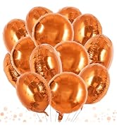 TONIFUL 30Pcs 18 Inch Large Orange Round Shape Foil Balloons Big Orange Circle Helium Mylar Ballo...