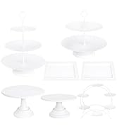 7Pc Cake Stand White Dessert Table Display Set Metal Round Tiered White Cupcake Stand Macaron Fer...