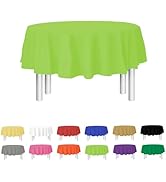Party Dimensions Lime Green Disposable Plastic Tablecloth for Round Tables (12 Pack) 84 inches Ta...