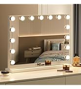 Hollywood Vanity Mirror with Lights, 10x Magnifying, 12 Dimmable Bulbs, 3 Color Lights and 360° R...
