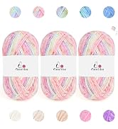 Mixed Color Velvet Yarn (Macaron) Chenille Yarn w How to See Stitchs Tutorial Video, 100g 197yds ...