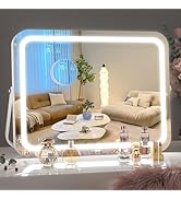 Hasipu Vanity Mirror with Lights, 18" x 14" LED Makeup Mirror, 3 Modes Light, Smart Touch Control...