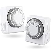 HBN Indoor Timer-24 Hour Plug-in Mechanical Indoor Mini Timer with 2 Outlets, Heavy Duty Daily On...