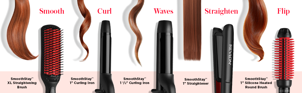 smooth, curl, waves, straighten, flip, revlon curling iron, heated brush, curling wand, flat iron