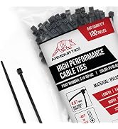 14-inch Black Zip Ties Heavy Duty UV Resistant Nylon Cable Ties, 50lb Tensile Strength, 100-Pack ...