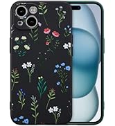 RALEAVO Floral Case for iPhone 15,Liquid Silicone Cover with Flower Daisies Pattern Cute Phone Co...
