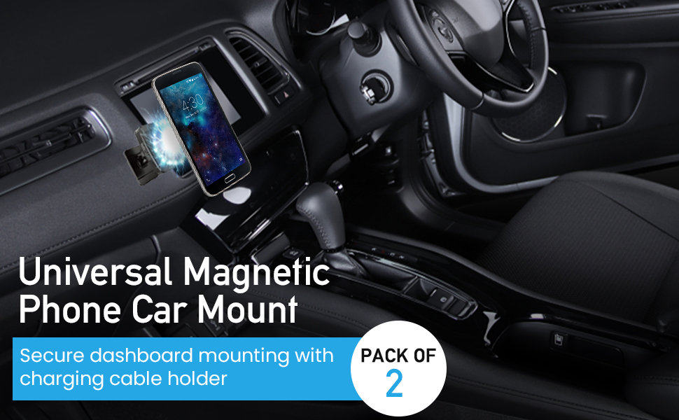 Secure dashboard mounting with charging cable holder