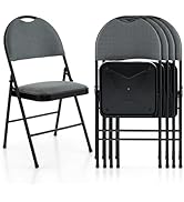 ARLIME Folding Chairs Set of 4, Padded Foldable Seats w/Handle Hole, Upholstered Seat, Steel Fram...