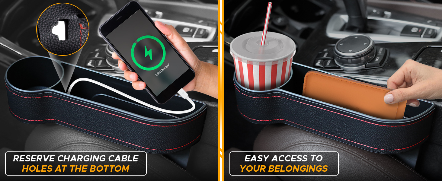 Seat Gap Filler Organizer With Cupholder