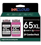 INKCLOUD Compatible Ink Cartridges Replacement for HP Ink 65 65XL Black Color Combo Pack for HP 5...