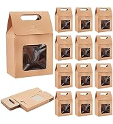PH PandaHall 24pcs Goodies Boxes Gift Boxes Gable Candy Treat Boxes Kraft Paper Boxes with Clear ...