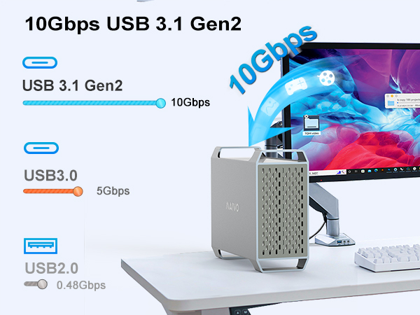 maiwo 2 bay das raid enclosure usb c to 3.5 sata hdd enclosure dual bay