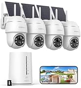 COOAU 4MP Cameras for Home Security, Solar Security Camera Wireless Outdoor System,4 Cam-Kit,360°...