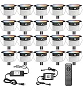 LED Deck Lights Kit, 20 pcs 1.22 Inch WiFi Smart Phone Control Recessed RGBW Deck Lighting Outdoo...