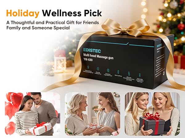 EDISTEC Multi Head Massage Gun, Holiday Wellness Gift for Family