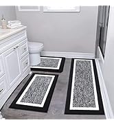 Pauwer Bathroom Rug Mat Set 3 Piece, Microfiber Shaggy Bath Set, Non-Slip Ultra Soft Carpet Mats,...